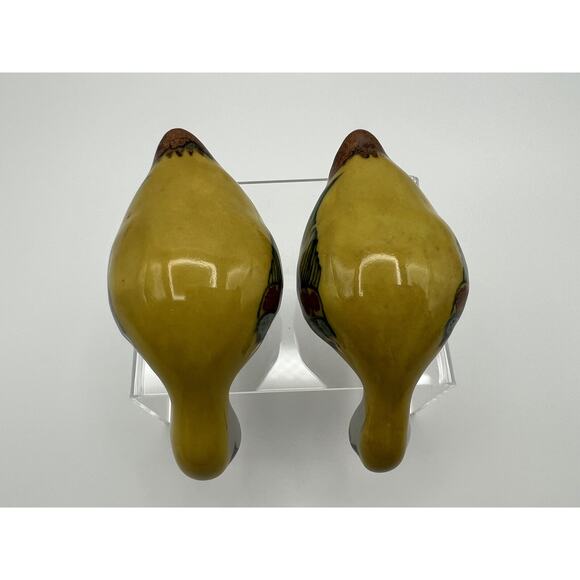 Tonala Mexican Pottery Yellow Duck Shelf Sitter Figurine Set of 2 Made in Mexico - Picture 3 of 9